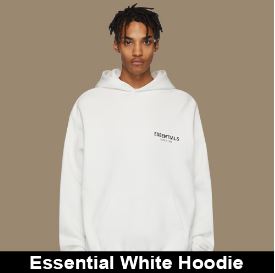 essentials white hoodie